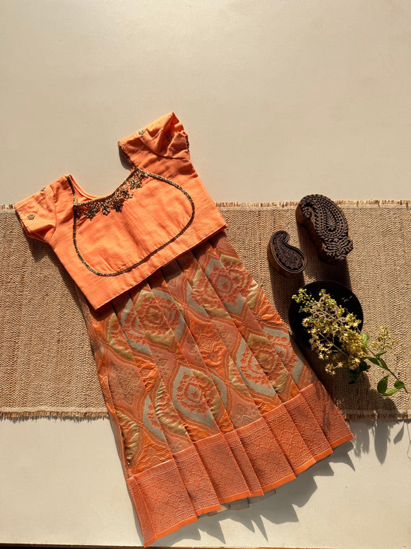 Mini Pattu Kids Crop Top and Skirt