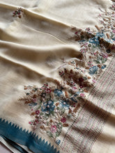 Ceya Linen Saree with Hand Floral Embroidery