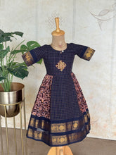 Thendral - Kids A-Line Dress With Kolam Embroidery & Sungudi Border