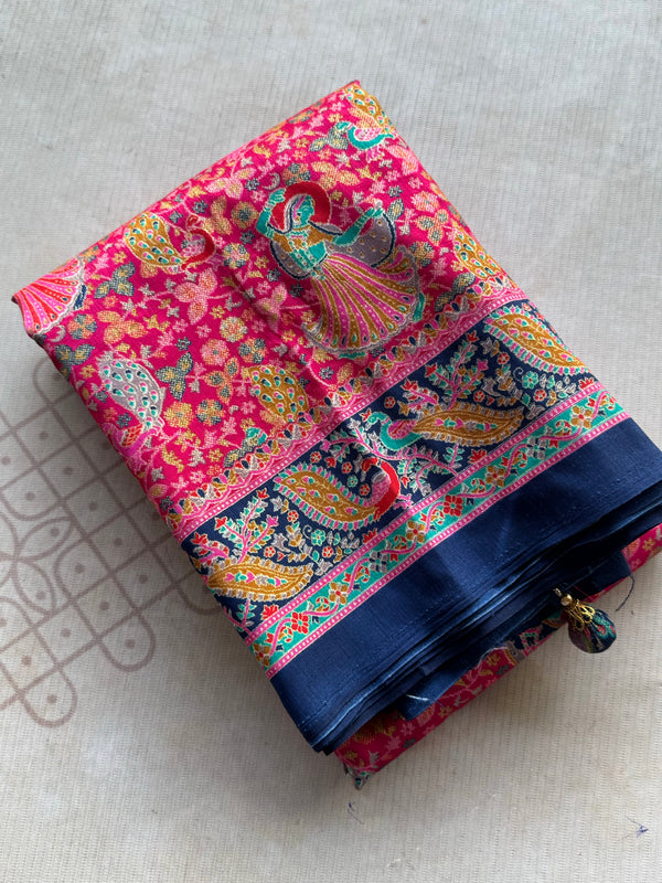 Soft Silk Raja Rani Palanquins Design Saree