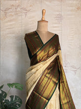 Semi Kanchi Silk Saree – Off-White Kanchi Zari Border
