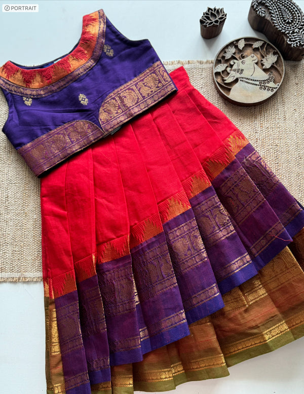 Chettinad Cotton Overlapped Skirt with Crop top- Diwali Collection Express