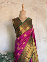 Semi Kanchi Silk Saree – Amaranth Purple Kanchi Zari Border