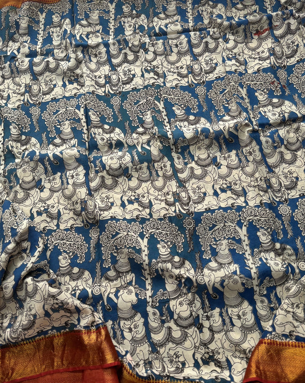 Mangalgiri Pen Kalamkari Saree