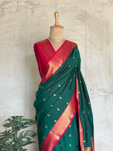 Semi Kanchi Silk Saree – Green & Pink Saree