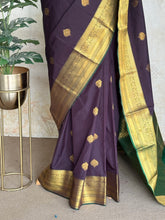 Semi Kanchi Silk Saree – Deep Plum with Emerald Green Pallu