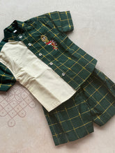 Magilan - Velum Mayilum Hand-Embroidered Boys Shirt & Trouser Set — South Indian Traditional Ethnic Wear Onam Edit