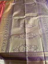 Semi Kanchi Silk Saree – Rust Orange & Deep Purple with Zari Buttas | Retta Petta Border