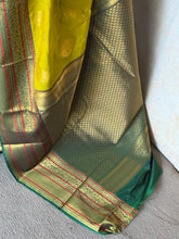 Semi Kanchi Silk Saree – Mehandi Green with Green Zari Border