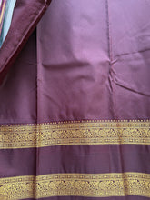Semi Kanchi Silk Saree – Rust Orange & Deep Purple with Zari Buttas | Retta Petta Border