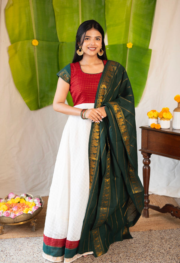 Madhavi - Anarkali Dress with Dupatta Onam Edit