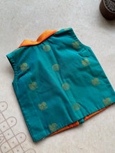 Anicham - 2 in 1 Teal Frock with Zari Border & Overcoat Express