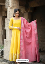 Hema - Pure Cotton Full Sleeve Anarkali Dress with Zari Border & Dupatta – Sunshine Yellow