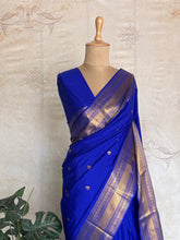 Semi Kanchi Silk Saree – M.s  Blue & Gold