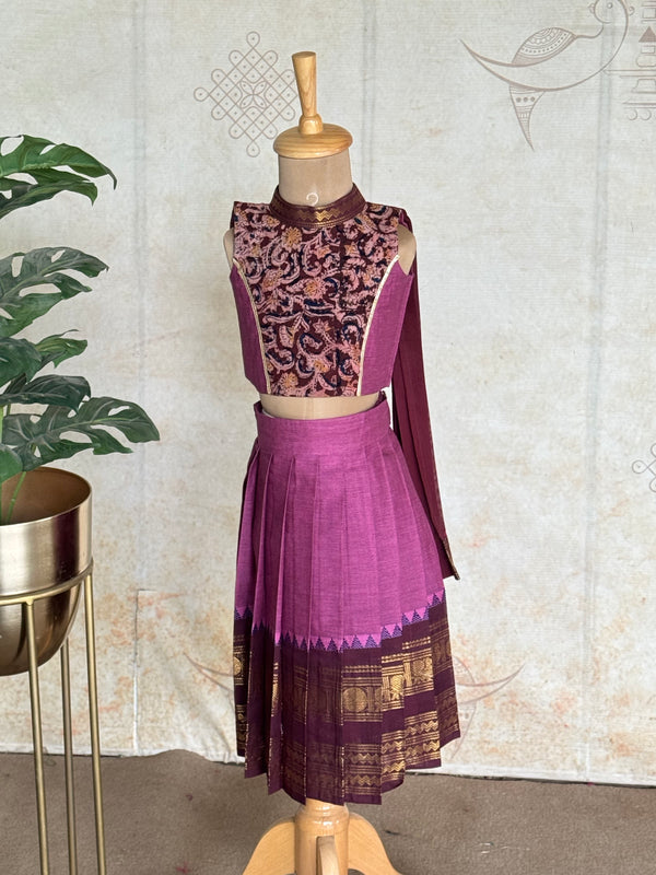 Poonguzhali - Chettinad Cotton Checkered Skirt and Top