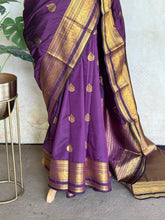 Semi Kanchi Silk Saree – Violet & Gold Saree