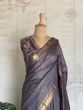 Ritambhara - Soft Tussar Zari Checks Saree