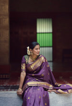 Semi Kanchi Silk Saree - Deep Purple with Golden Zari