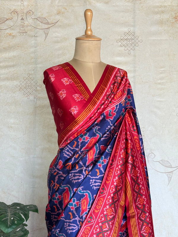 Patola Silk Saree in Navy Blue