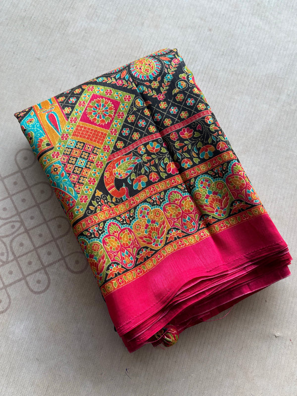 Soft Silk Raja Rani Palanquins Design Saree