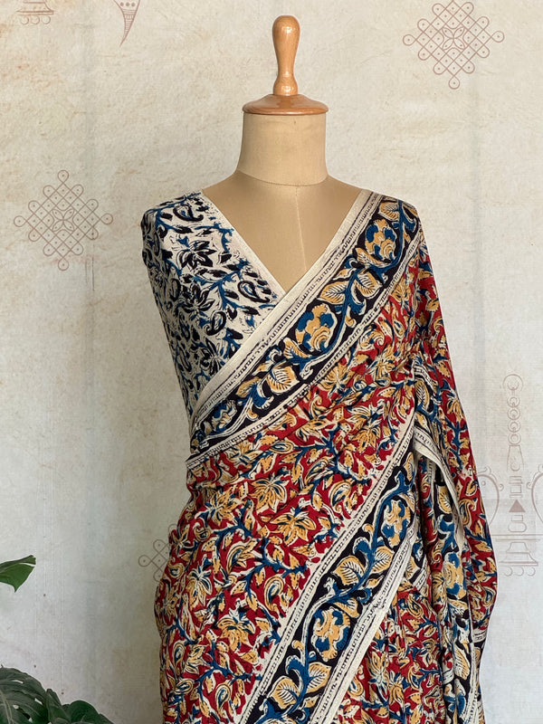 Arohi - Pure Kalamkari Handblock Printed Silk Saree