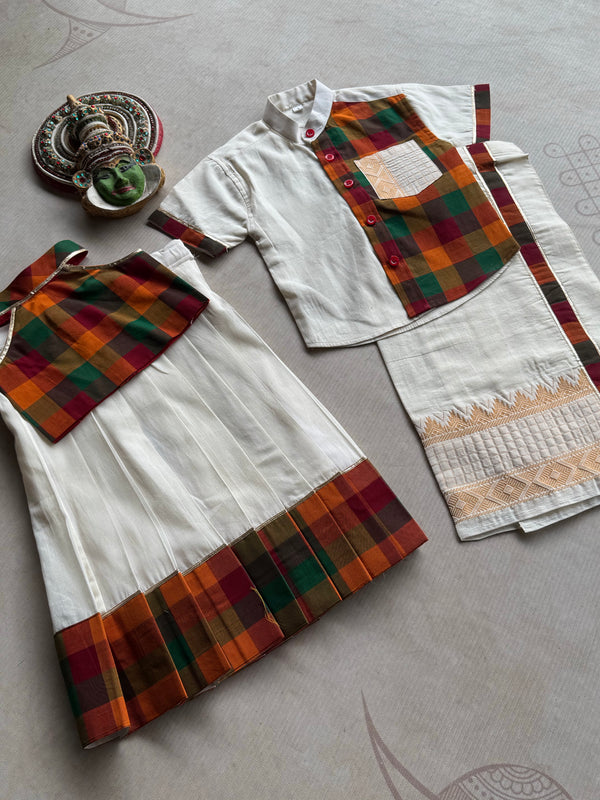 Vaishnava Traditional Sibling Outfit - Onam Edit