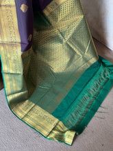 Semi Kanchi Silk Saree – Deep Plum with Emerald Green Pallu