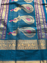 Kanchi Cotton Saree with Gold Zari Peacock Border - Traditional Wear