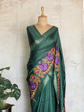 Semi Silk Saree With Tanjore Painting Inspired Prints