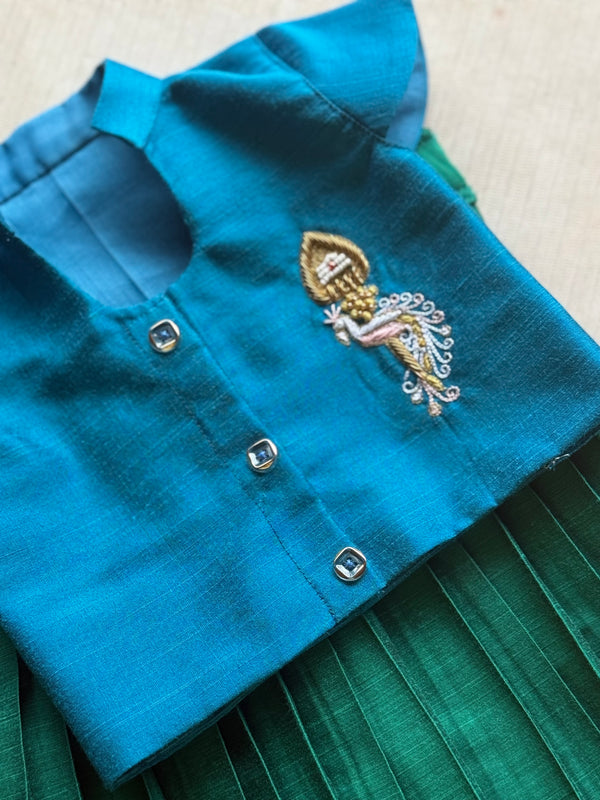 Mayizhini - Crop top and Skirt With Velum Mayilum Embroidery