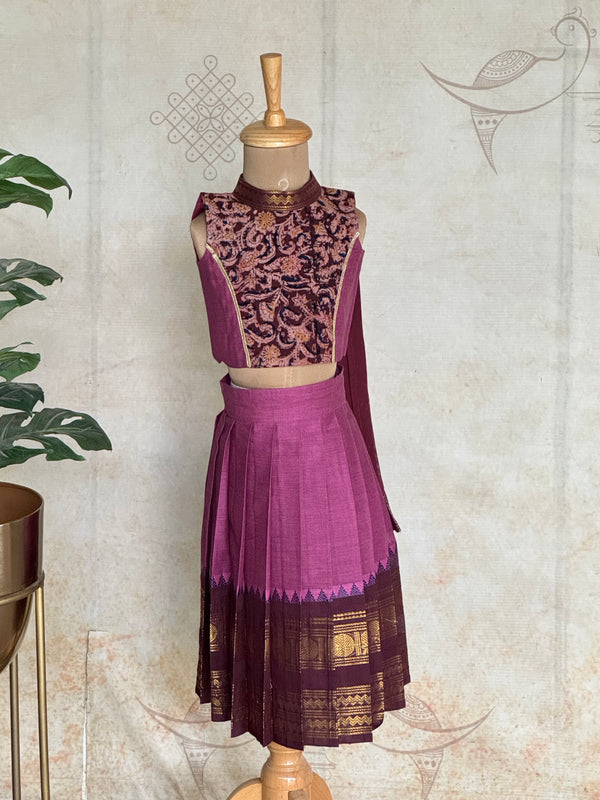 Poonguzhali - Chettinad Cotton Checkered Skirt and Top