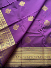 Royal Violet Semi Kanchi Silk Saree with Antique Gold Zari Weave