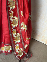 Semi Silk Saree With Tanjore Painting Inspired Prints