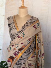 Pure Chennuri Silk Kalamkari Saree with Zari Border