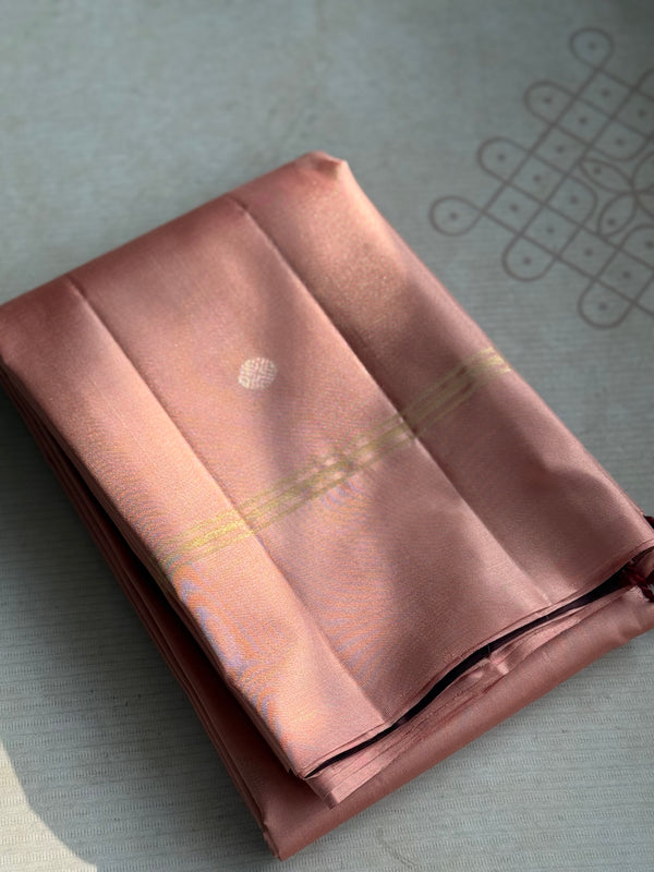 Pure Kanjivaram Soft Silk Saree in Blush Pink with Kanchi Border – Vintage Edition