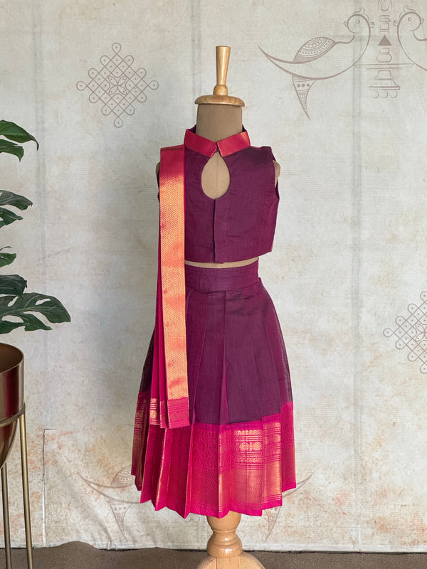 Poonguzhali - Chettinad Cotton Checkered Skirt and Top