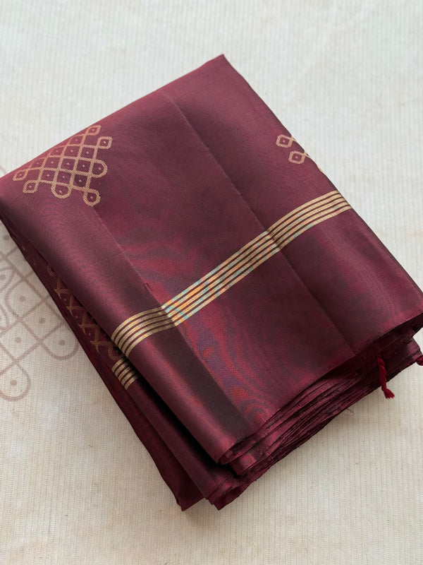 Pure Kanjivaram Soft Silk Saree – Vintage Dark Cofee Brown with Gold Zari