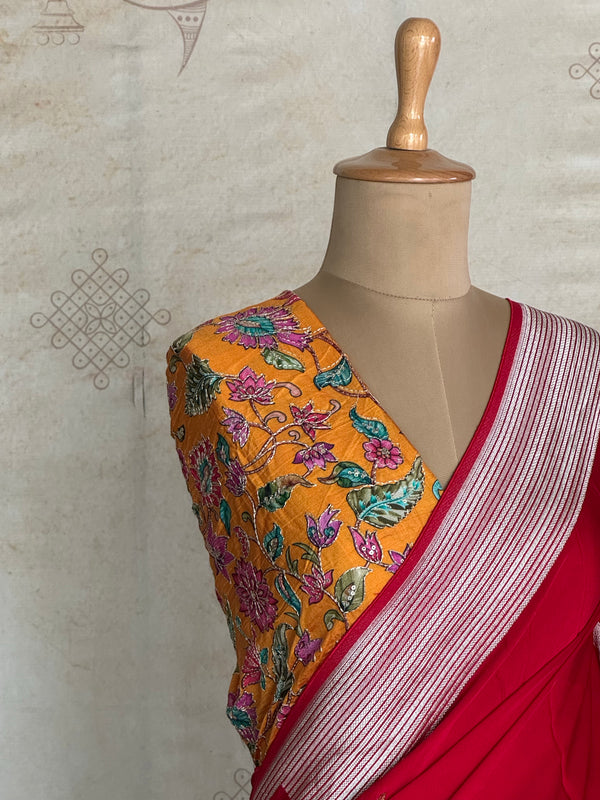 Maithili - Mushru Satin Silk Raw Mango Brand Inspired Saree