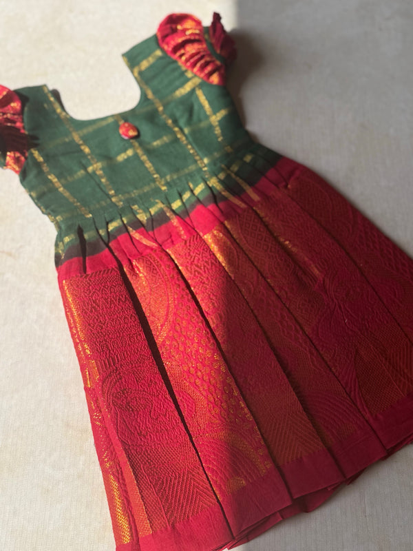 Sungudi kids frock -  Zari Checkered