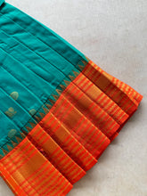 Anicham - 2 in 1 Teal Blue Frock with Zari Border & Overcoat Express