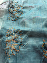 Ceya Linen Saree with Hand Floral Embroidery