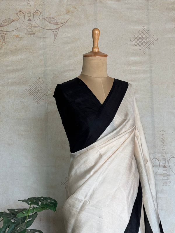 Chaitra - Pure Tussar Block Printed Saree Onam Edit