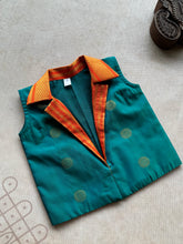 Anicham - 2 in 1 Teal Frock with Zari Border & Overcoat Express