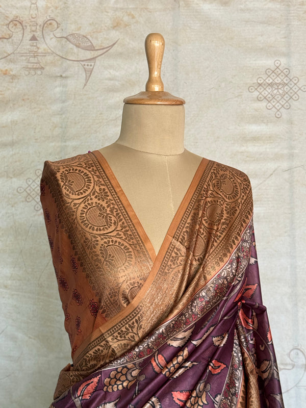 Chandini - Kalamkari Antique Zari Border Saree