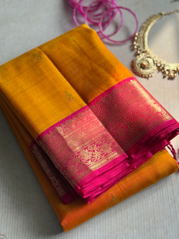 Pure Kanjivaram Soft Silk Saree with Paisley Zari Buttas & Kanchi Border – Vintage Edition