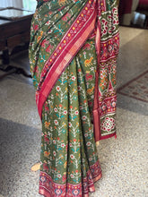 Cotton Patola Saree With Contrast Border