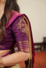 Ivory & Magenta Semi Kanchi Silk Saree