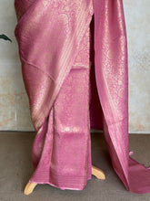 Aaranya - Mushru Silk Saree – Dusty Rose Pink with Maroon Blouse