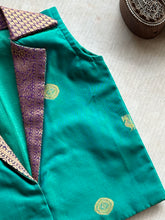 Anicham - 2 in 1 Teal Green Frock with Zari Border & Overcoat Express