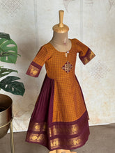 Thendral - Kids A-Line Dress With Kolam Embroidery & Sungudi Border